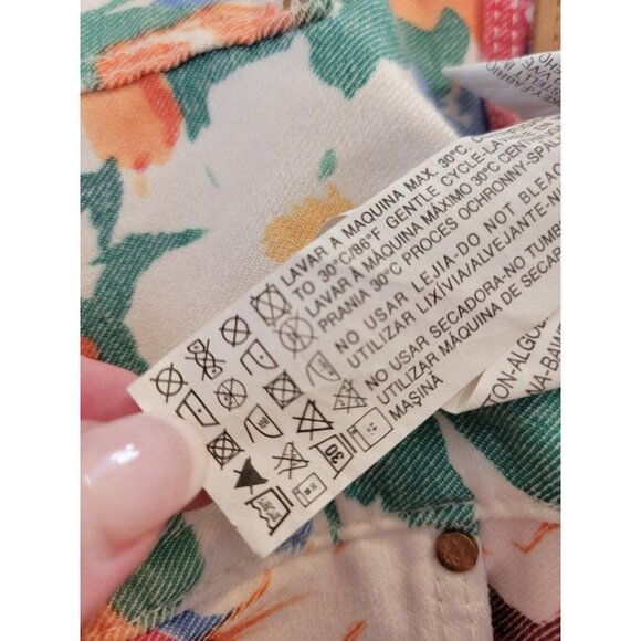 Zara Multicolor Flloral Mid-Rise Skinny Jeans 6 Pants - Picture 7 of 8